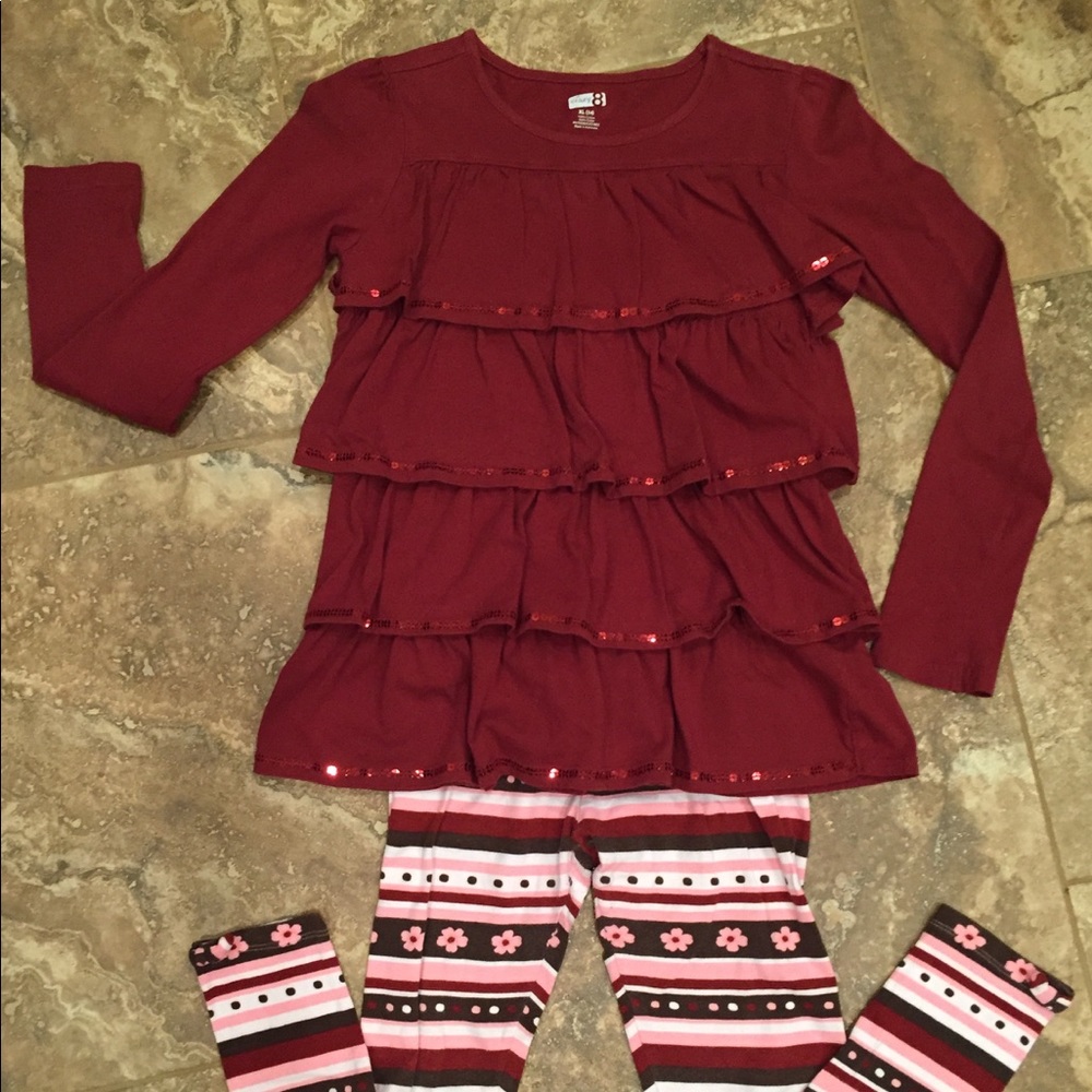 Crazy 8 girls size XL (14) Ruffle Top & Leggings
